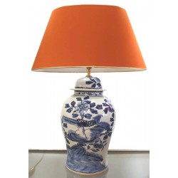 Tafellamp blauw wit vogel groot