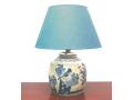 Tafellamp blauw wit vogel